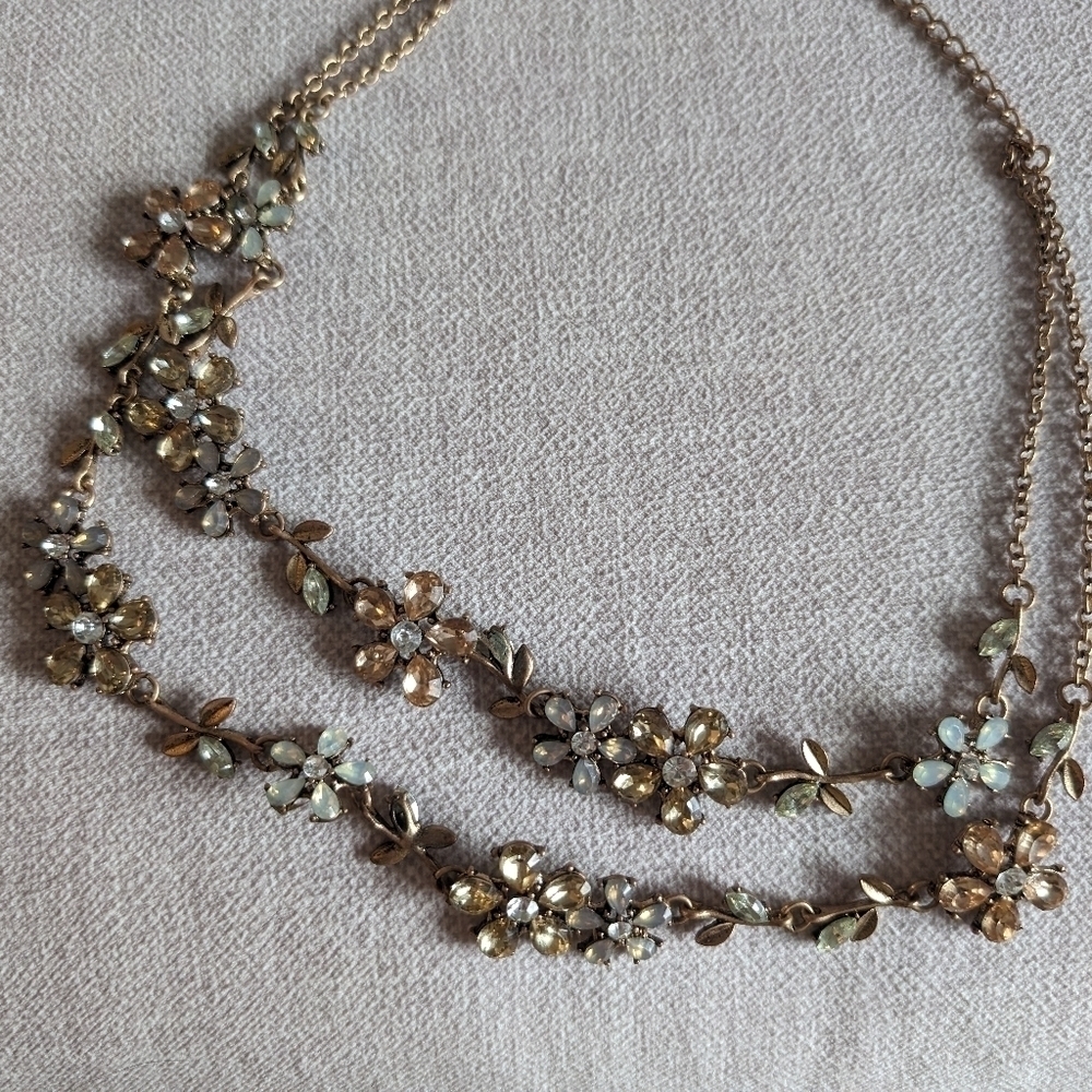 Layered Floral Statement Necklace